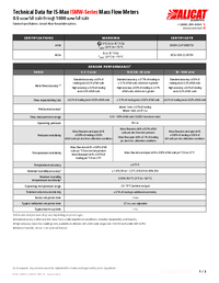 Thumbnail of document Data Sheet - ISMW Whisper Series Flow Meter